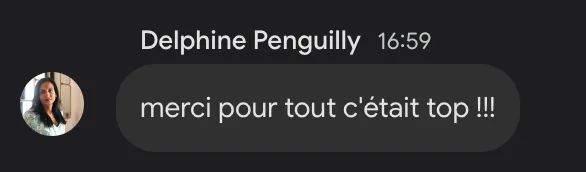 Delphine Penguilly : « Merci pour tout, c'était top !!! »